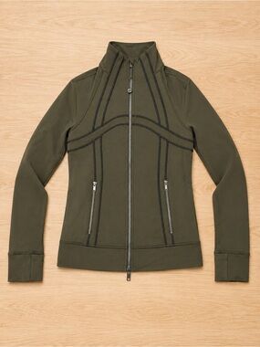 Lululemon Define Olive Green Zip-Front Fitness Jacket Sz 2